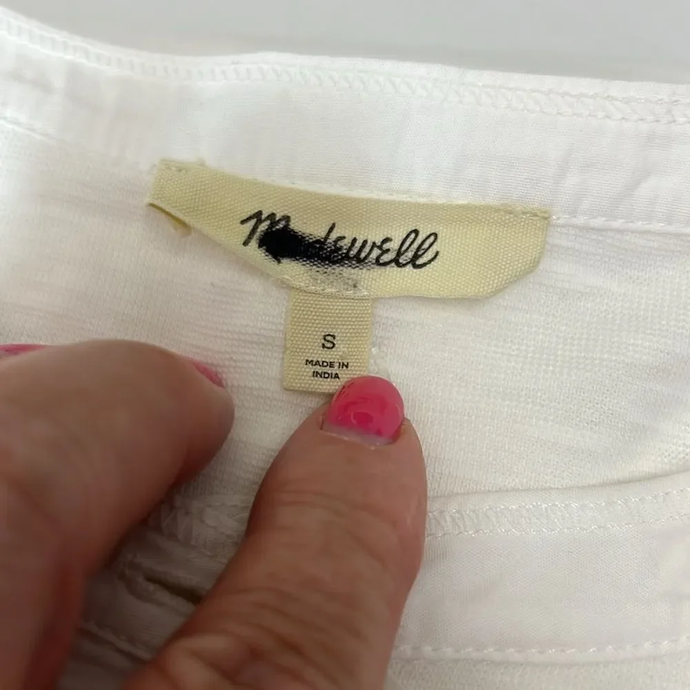 Madewell NU850 White Relaxed Henley Long-Sleeve Tee size small NWT